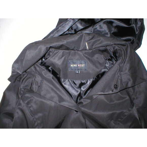 New NWT Nine West Black Womens Small Jacket Knit Cuffs Removable Hood S Buttons - Picture 3 of 12